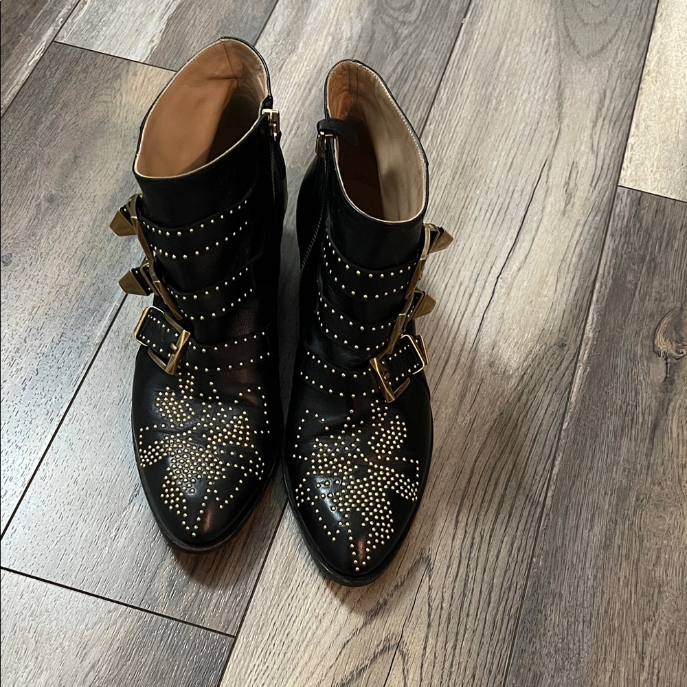 Chloe Susanna Black Studded Ankle Boots